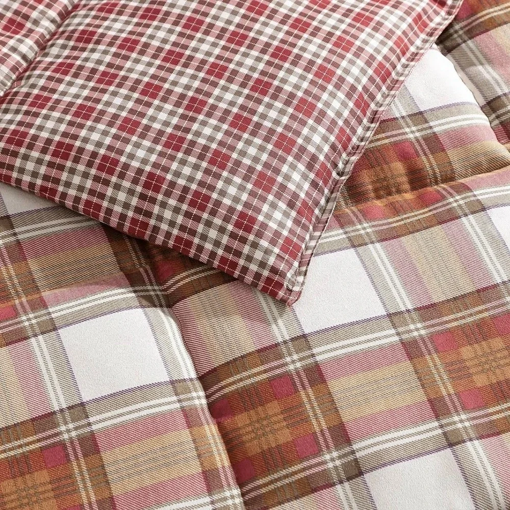Eddie Bauer Home Reversible Edgewood‎ Plaid Micro Suede Comforter Full/Queen